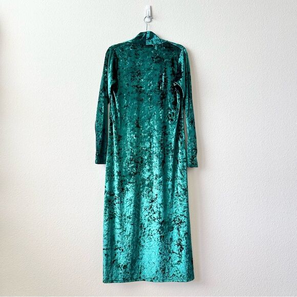 Sway Crushed Velvet Duster Kimono in Green Size Medium - Picture 3 of 7